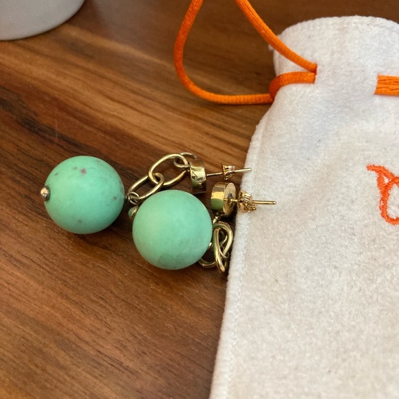 Turquoise round earrings with silver - Picture 5 of 6